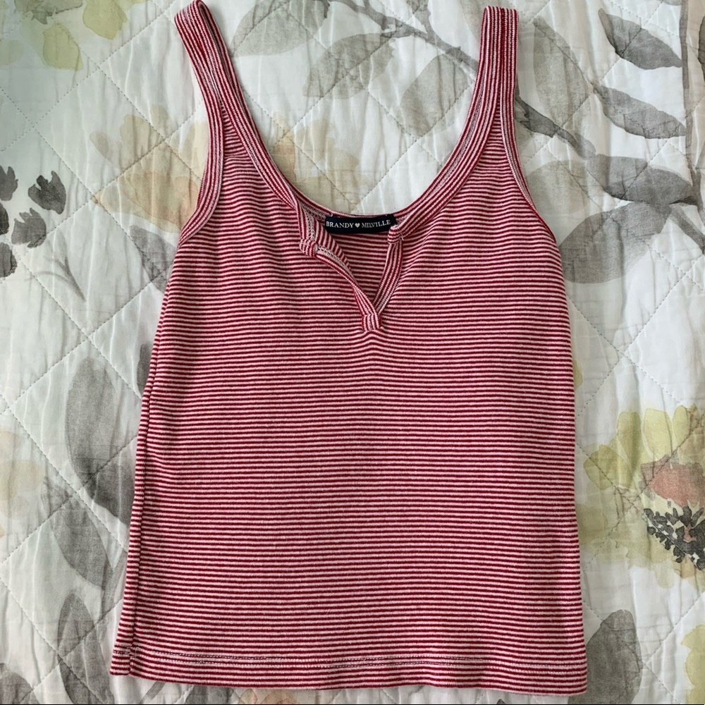 Brandy Melville Red Striped Trisha Tank Top